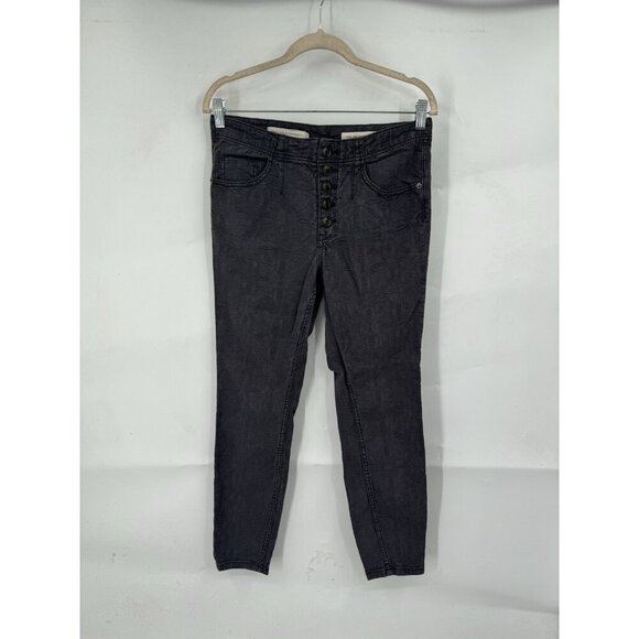 Pilcro Anthropologie The High Rise Skinny Jean Women 30 Grey Textured Floral - Picture 1 of 8